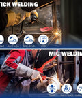 Stick and MIG welding with Six In One 250 Amp MIG Welder Workhorse For Aluminum And Steel Dual Voltage 110 And 220 Volt Portable Welding Machine