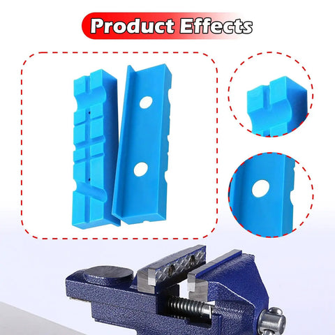 Two Pack Rubber Vise Jaw Pads With Multi Groove Textured Inserts For Bench Vise Clamps And Tools, Universal Fit, Scratch Resistant