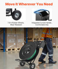 Road Ready Banding Strapping Cart For Pet And Polypropylene Coils Handles Eight Or Sixteen Inch Cores with rubber wheels and handle.