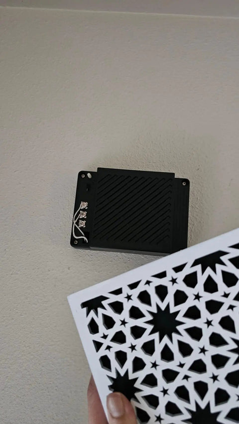 Handcrafted Moroccan Wood Doorbell Cover With Traditional Chime Box, Rustic Entryway Decor, Artisanal pattern detail installation