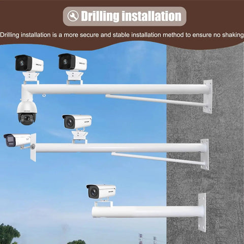 Extendable Outdoor Security Camera Pole Mount 4ft-6.6ft, Universal Bracket For Surveillance Cameras mounted on wall