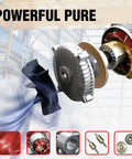 Cutaway view of electric hoist drive motor with gear, spool and cooling fan