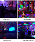 Disco Ball Party Lights With Remote, Sound Activated DJ Stage Strobe, 7 Color LED Lighting in red, green, blue at parties