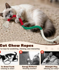 Cat playing with Cat Chew Rope Toys 4 Pack For Indoor Cats With Refillable Catnip Pouch Safe Teeth Cleaning Rope Toys