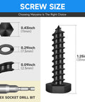 Detailed view of 20 Pack 1/4 X 1-1/4 Inch Lag Screws For Wood Stainless Steel Heavy Duty Hex Head Bolts Black Oxide Commercial Grade 304