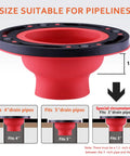 Universal Toilet Flange Repair Kit For 4 Inch And 5 Inch Drain Lines Including Special 3 Inch Connections, red flange image