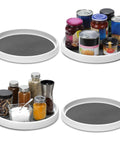 12 Inch Non Skid Turntable Lazy Susan Organizer 4 Pack for cabinet countertop pantry with spices and cans displayed