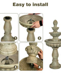 Assembly guide for the 42.5 Inch Outdoor Water Fountain With 3 Tier Cascading Waterfall In Fiber Reinforced Concrete