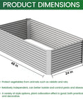 Diagram of Three Piece Tall Galvanized Raised Garden Bed Set For Outdoor Vegetable And Flower Gardening Built To Last Heavy Duty Steel Raised Bed Box Above Ground Weatherproof Durable Wavy Design Four By Two Feet showing dimensions.
