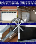 Ten Pack Nine-Inch Long Stem Steel Garage Door Rollers for Two-Inch Track, shown on various garage and entrance doors