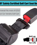 Universal 42 Inch Retractable Golf Cart Seat Belt Kit with mounting bracket for Yamaha EZGO Club Car models, close view
