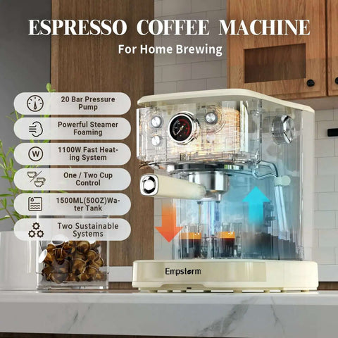 20 Bar Espresso Machine With Milk Frother Steam Wand For Latte And Cappuccino 2 In 1 Espresso Maker Powder And Capsule