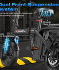 Powerful Folding Electric Bike With 800W To 1200W Peak Motor For Dope City Commutes 23 MPH Top Speed Dual Suspension close-up