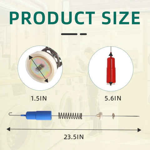 Product size diagram of Heavy Duty Washer Suspension Rods Kit Wh16x26908 Wh16x26909 showing dimensions of each part in inches.