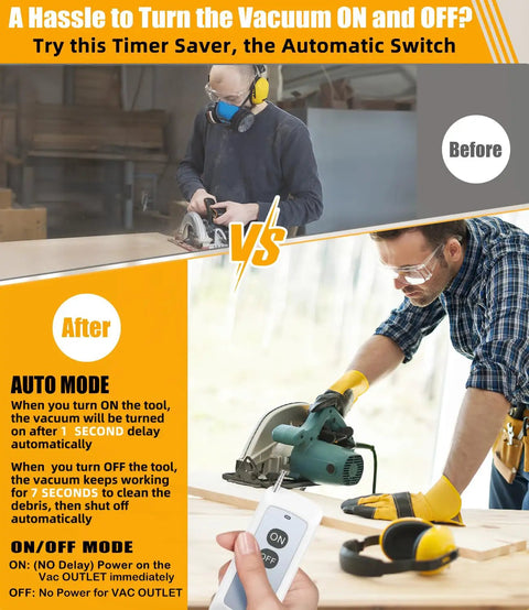 Automatic Vacuum Switch With Remote 120v Stops Breaker Tripping Effortless Hookup Connects Shop Vacs And Table Saws Multi Outlet Layout Keeps The Workshop Dust Free And Super Dope