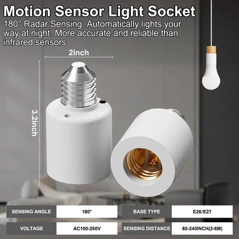 E26 E27 Motion Sensor Light Socket With Auto On Off Dusk To Dawn 360 Degree Radar Motion Detector Screw In Lamp Holder