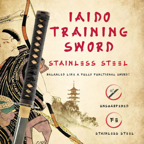 Unsharpened Stainless Steel Wakizashi Iaito For Iaido Practice 21 Inch Blade With Bo Hi Fuller Dope Safe Training Sword