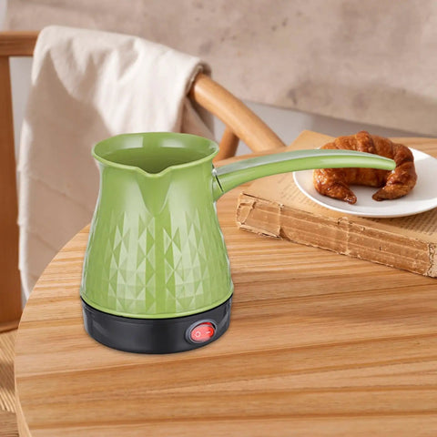 Front view of Electric Turkish Coffee Pot 500ml Water Kettle with Handle Fast Heating 600W shown on a table