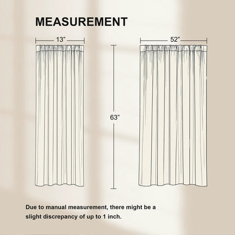 Diagram showing measurements of 100 Percent Blackout Pink Curtains For Girls Room, Cute 63 Inch Long 2 Inch Rod Pocket Drapes, W52 X L63, 2 Panels