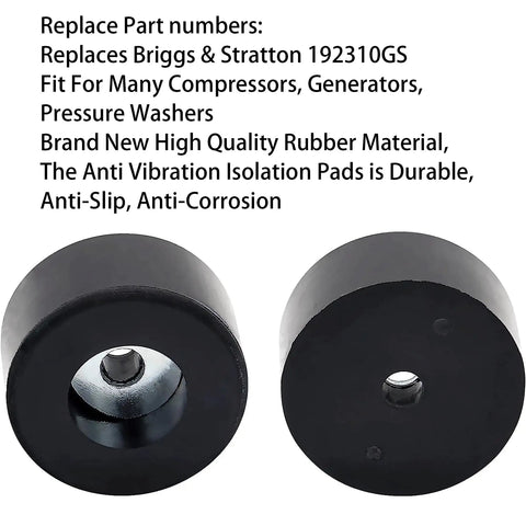 8 Piece Anti Vibration Rubber Feet Kit For Air Compressors Generators And Pressure Washers Isolation Pads Replaces 192310GS shown