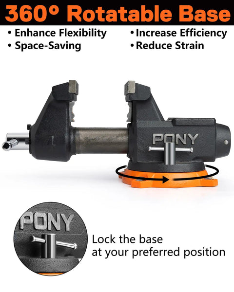 Beefed Up Heavy Duty 4 Inch Bench Vise With 4400 Lbs Clamping Power, 360 Degree Rotating Base And Anvil