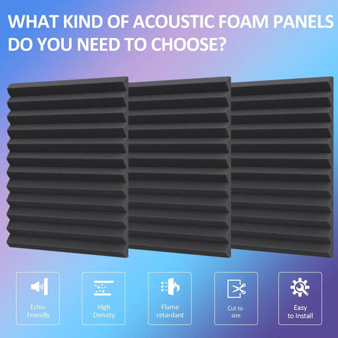 50 Pack Dope Acoustic Foam Panels For Studio Walls, Soundproof, Sound Absorbing Wedges, 12x12 Inches, Black, Easy to Install