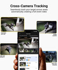App interface showing Plug And Play Wireless Outdoor Home Security Camera System 4 Camera Kit With Solar Power tracking features.