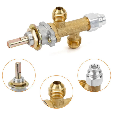 Low Pressure Propane Flame Failure Safety Valve Kit with Push Button Ignition bronze and silver components