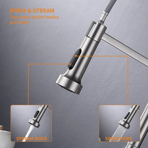 Touchless Kitchen Faucet With Motion Sensor Hands Free Operation Single Handle Pull Down Sprayer Brushed Nickel Finish