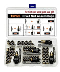 Rivet Nut Tool Kit For Auto And Home Projects, Your Go To Rivet Nut Setter And Threaded Insert Tool, 60 Piece M3 To M8 Assortment In One Box, Quick Install For Thin Sheet Metal, Galvanized Carbon Steel Construction. M3-M8 rivet nut assortment in plastic case