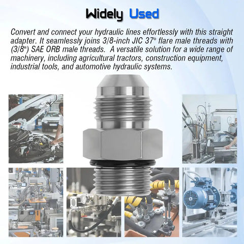 3/8 Inch JIC 37 Degree Male To 3/8 Inch SAE ORB Male Hydraulic Hose Connector Adapter Straight Fitting on hydraulic line