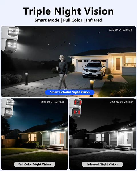 4K 8MP POE Security Camera System With Auto Tracking And Two Way Audio Rock Solid Outdoor PTZ IP Cameras showing night vision modes