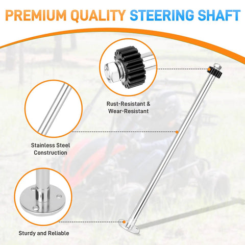 Heavy Duty Steering Gear Assembly For Go Karts Compatible With KT196 CK196 196CC 6.5HP Engines shaft detail