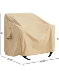Weatherproof Patio Club Chair Cover With UV Resistant Polyester Outdoor Furniture Shield protecting chair dimensions shown