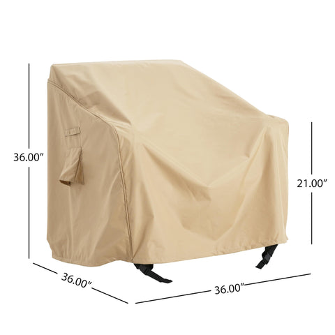 Weatherproof Patio Club Chair Cover With UV Resistant Polyester Outdoor Furniture Shield protecting chair dimensions shown