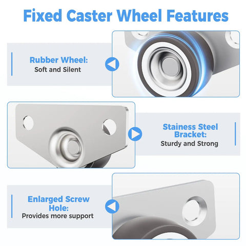 Mini Side Mount Casters 1 Inch Low Profile Rubber Wheels For Sliding Doors Drawers Cabinets Quiet Rolling Easy Furniture Movement Ideal For Under Beds Storage Bins Plant Stands DIY Projects with steel bracket and enlarged screw hole