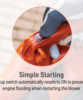 Gas Leaf Blower Vacuum Kit With Mulcher And Vac Bag 28cc 1.1HP 2 Cycle Handheld Blower featuring simple start button