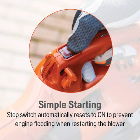 Gas Leaf Blower Vacuum Kit With Mulcher And Vac Bag 28cc 1.1HP 2 Cycle Handheld Blower featuring simple start button
