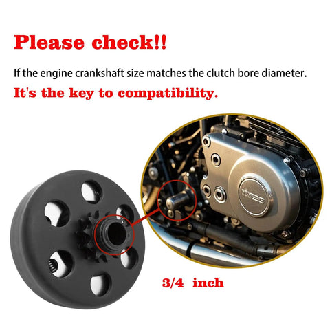 Centrifugal Clutch For Go Karts And Mini Bikes Three Quarter Bore 10 Tooth With engine compatibility diagram