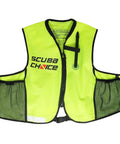 Neon Yellow Snorkel Vest With Pockets for Adults High Visibility Adjustable Buoyancy Oral Inflator Mesh Pockets Fits Waist 30 to 52 Inches