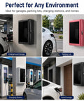 Heavy Duty EV Charger Enclosure Lockable Wall Mount Charging Station Combo Key Lock Security Weatherproof Housing For Electric Vehicle Plug Protection And Spacious Garage Grade Secure Stash Setup in various settings.