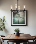 Alden 18 Inch 4 Light Modern Farmhouse Chandelier With Clear Cylinder Glass Shades Gray Oak Wood Finish And Black Accents