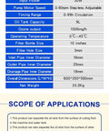 Technical specifications of Heavy Duty Shop Ready Oil And Water Separator Filter For Cnc Machines, 30W, 8L tank, 600 x 350 x 580 mm.