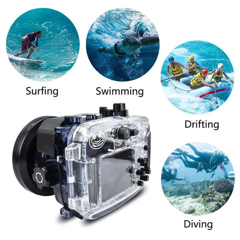 Underwater Camera Housing For Sony RX100 VII With IPX8 40m Depth, Waterproof Case For Diving Surfing And Water Sports