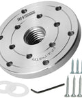 No Nonsense Heavy Duty 4 Inch Steel Wood Lathe Faceplate With 1x8TPI Spindle, components include screws and washers for stable woodturning.