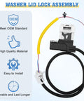 Washer Lid Lock Switch Replacement For Amana, Whirlpool, Kenmore, Maytag, Crosley Machines 110 200 500 Series Easy Install OEM Fit W10838613 W11253733 PS12704713 AP6832601, white switch with wiring