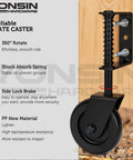 Heavy Duty Spring Loaded Gate Caster With Bearing And 360 Degree Swivel For Wooden Gates Fences And Metal Tube Gates Anti Sag Drag Gate Wheel Kit 200 Lb Capacity Per Pair Durable Black Construction Includes 2 Pcs front view