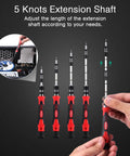 5 knot extension shaft of 61 In 1 Precision Screwdriver Kit With 57 Bits And Flexible Shaft Extension Rod Pro Grade Repair Tools.