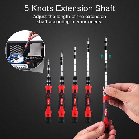 5 knot extension shaft of 61 In 1 Precision Screwdriver Kit With 57 Bits And Flexible Shaft Extension Rod Pro Grade Repair Tools.