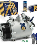 Badass Reliable Air Conditioning AC Compressor With Clutch Direct Fit Drop In Replacement For Sedans And Suvs with gloves and manual.